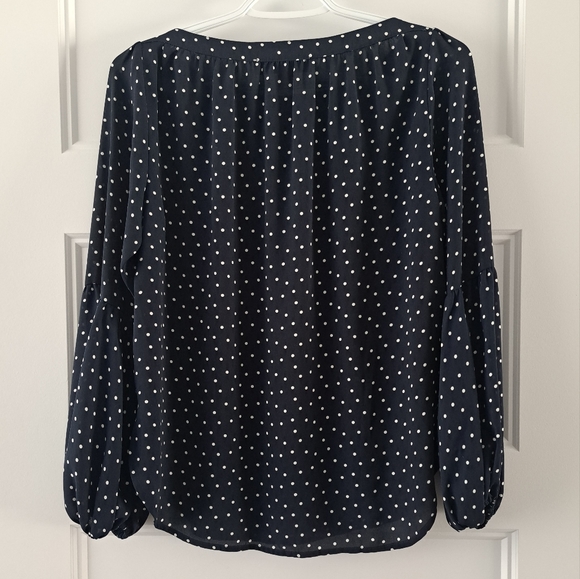 Loft Flowy Navy Polka Dot Top - Picture 2 of 5